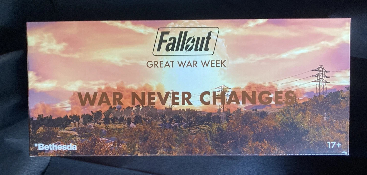 Fallout Bundle Great War Week Mr. Handy Statue Poster Tasse Pin Neu & OVP